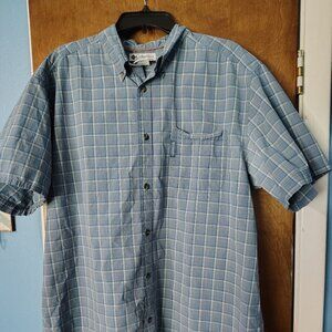 Columbia Blue Plaid Short Sleeve Casual Button-up Shirt - XL